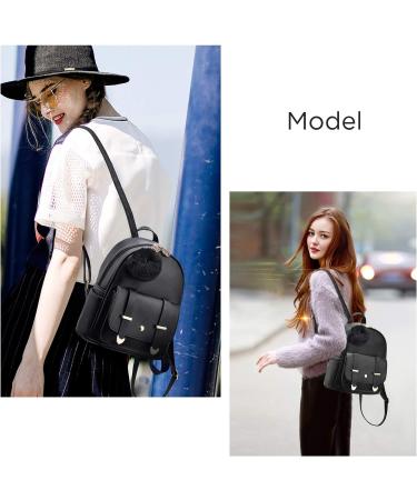IHAYNER Girls Mini Fashion Backpack Purse | PU Leather Shoulder Bag with Pompom | Black - Buy Online on GoSupps.com