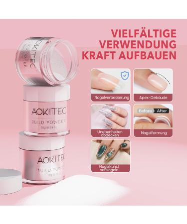 AOKITEC 23-Piece Dipping Powder Nails Set - White Pink Red & Glitter | DIY French Nail Art Accessories with DIP Liquid Base & Top Gels | 02-ROSA Glitter Color - Buy Online on GoSupps.com