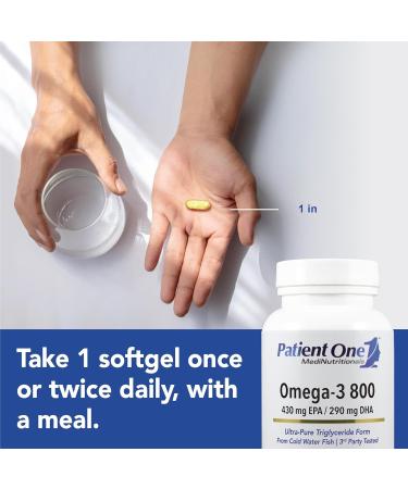 Patient One Omega-3 800 | Supplement to Support Heart Cognitive and Joint Health* | Omega-3 Fish Oil with EPA and DHA | 60 Softgels - Buy Online on GoSupps.com