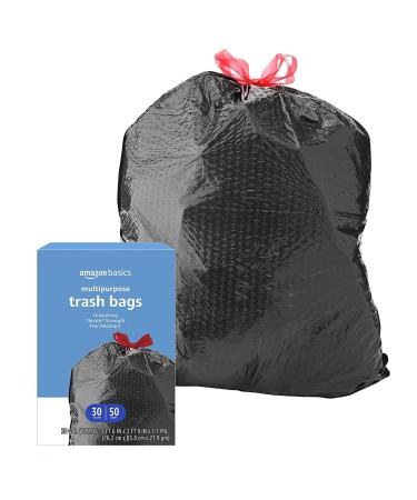 Amazon Basics Flextra 30 Gallon Drawstring Trash Bags - 50 Count - Buy Online on GoSupps.com