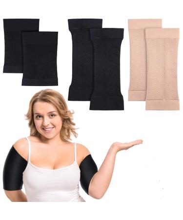 2 Pair Arm Sleeves for Plus Size Women, Slim Upper Arm Compression Shapers Wraps, 1 Pair Calf Compression Sleeves Included