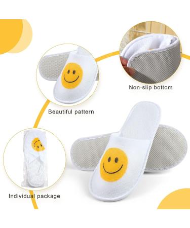 Coume 30 Pairs White Disposable Spa Slippers - Non Slip, Closed Toe, Smile Design - Ideal for Hotel, Travel, Home & Massage - 2 Sizes Available - Buy Online on GoSupps.com