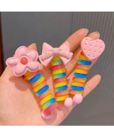Nayyana 3 Pieces Braided Telephone Wire Hair Bands with Bow Telephone Cable Straight Spiral Hair Scrunchies for Girls Phone Cable Hair Bands with Flowers - Buy Online on GoSupps.com