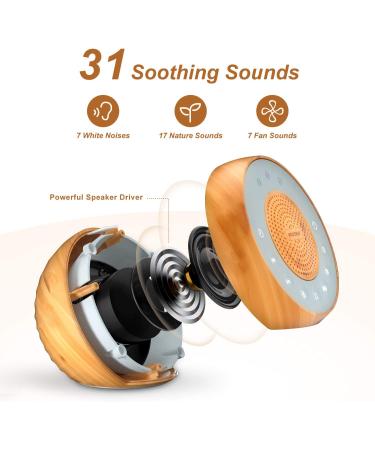 Housbay White Noise Machine - 31 Soothing Sounds, Loud Stereo, Auto-Off Timer - Perfect for Baby, Kids, Adults - Wood Grain - Buy Online on GoSupps.com