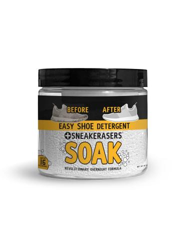 SneakERASERS Overnight Soak, Shoe and Sneaker Cleaner, Easy Detergent for Sneakers athletic shoes, and more. No fuss!