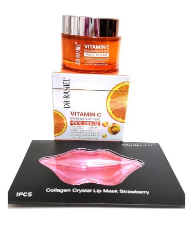Vitamin C Face Cream with Hyaluronic Acid & Collagen - Anti-Aging Moisturizer 1.76 oz + Strawberry Lip Mask - Buy Online on GoSupps.com