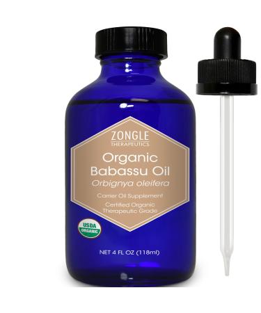Zongle USDA Certified Organic Babassu Oil Safe to Ingest Unrefined Virgin Cold Pressed Orbignya Oleifera 4 oz