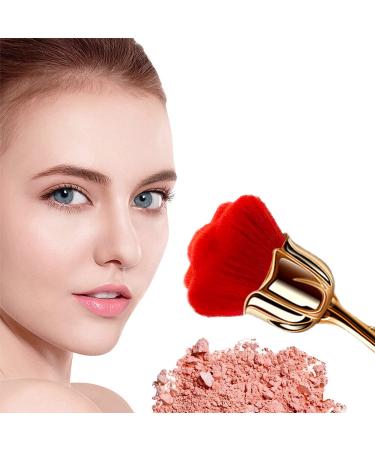 JERCLITY Rose Makeup Brushes Set - 2 Large Kabuki Face & Blush Brushes for Powder & Nail Art - Gold Brown/Gold Red - Buy Online on GoSupps.com