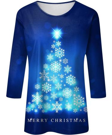 Elegant Long Sleeve Tunic Sweater for Women - Casual Blouse & Office Tops - Dark Blue - Comfortable & Stylish - Buy Online on GoSupps.com