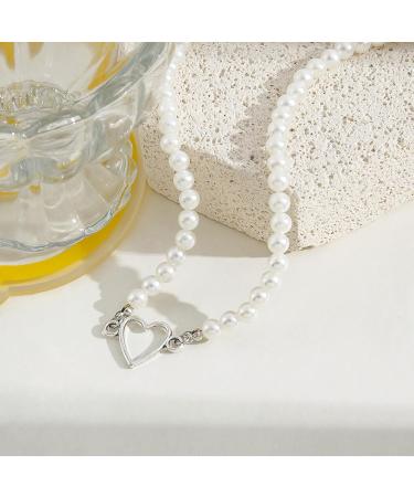 Oralgos Elegant Heart Necklace - Delicate Love & Pearl Charm Jewelry for Every Occasion - Fashionable Silver Necklace - Buy Online on GoSupps.com