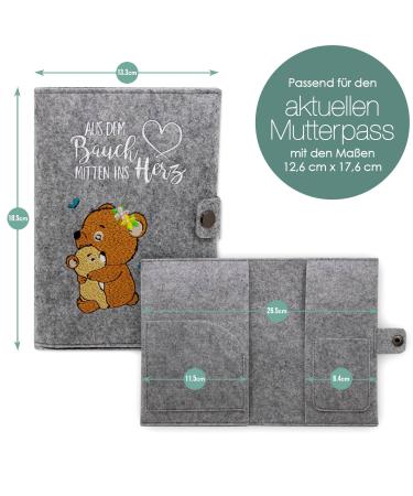 Cozy Raccoon Mutterpass Cover | Forest Bear Felt | Made in Germany | Personal Gift for Expecting Mothers | Includes Insurance Card & Ultrasound Pockets - Buy Online on GoSupps.com