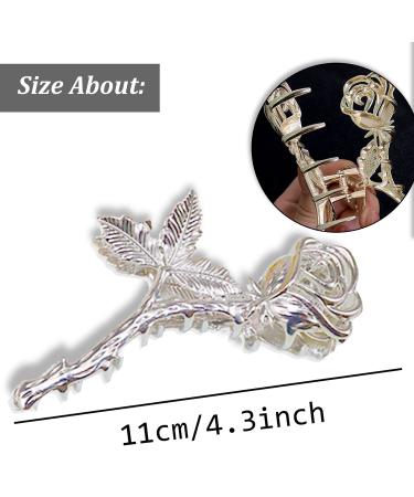 2Pcs Metallic Rose Hair Claw Clips - Medium Size Elegant Floral Barrettes for Women with Thick or Thin Hair - Strong Hold and Stylish Hair Accessory - Buy Online on GoSupps.com