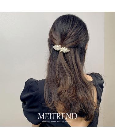 Rhinestone Cat-eye Barrette Beige Hair Clip | Elegant Shiny Hair Slide Decoration - Buy Online on GoSupps.com