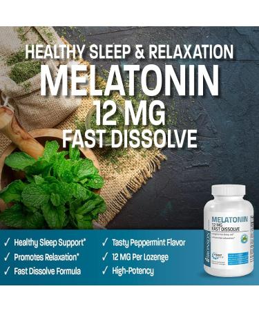 Bronson Melatonin 12mg Fast Dissolve Nighttime Sleep Aid Support & Relaxation Support, 360 Peppermint Vegetarian Lozenges 360 Count (Pack of 1) - Buy Online on GoSupps.com