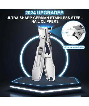 Thick Nail Clippers for Men - 2024 Ultra Sharp & Heavy-Duty Stainless Steel Wide Jaw Opening with Catcher File for Seniors - Buy Online on GoSupps.com