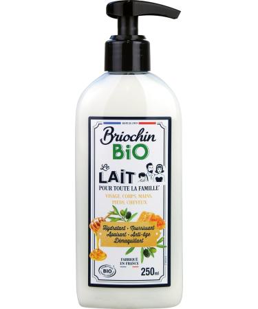 Briochin since 1919 - Organic Natural Milk 250ml - Face, Body, Hands, Hair - Moisturizing, Anti-aging, Repairing, Soothing - Certified Organic - Made in France