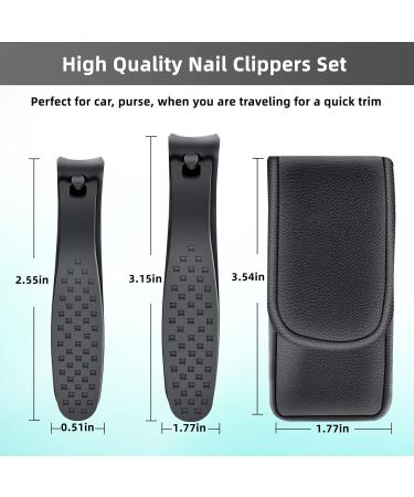 Professional Nail Clippers Set - Ultra Sharp Fingernail and Toenail Clipper for Thick Nails - 2PCS with Leather Case - Best Travel and Gift for Men and Women - Buy Online on GoSupps.com