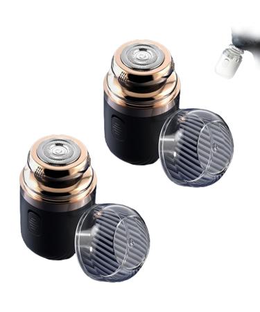 Portable Multifunctional Capsule Shaver 2024 New Mini Shavers for Men Type-C Charging Washable Automatic Men's Electric Shaver Mini Portable Electric Shaver (Black2Pcs)
