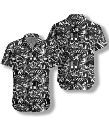 HYPERFAVOR Skull Barber Shirts for Men- Casual Short Sleeve Barber Skull Shirt Men- Barber Hawaiian Shirts for Men Medium V2 - Buy Online on GoSupps.com