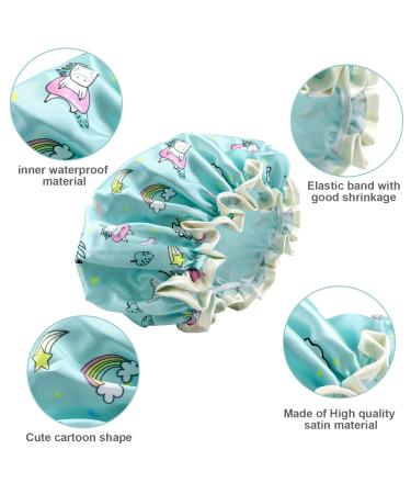 FAISOTY 3Pcs Kids Shower Cap - Cute Double Layer Waterproof Hair Cap for Girls | Mothers Day Gift | Large Size for All Haircuts - Buy Online on GoSupps.com