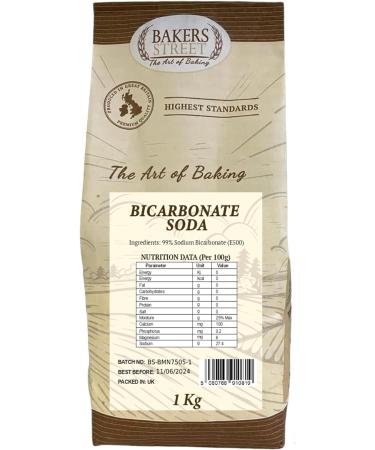Bakers Street | Pure Baking Soda 2X1Kg (2Kg) | Food Grade | 100% Sodium Bicarbonate of Soda | Baking Soda for Cooking & Drinking & Cleaning | Raising Agent - Buy Online on GoSupps.com