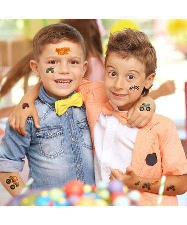 Monster Truck Birthday Party Temporary Tattoos - 42 Pieces, 10 Sheets of Big Cars & Finish Lines Stickers for Kids Girls Boys - Ideal Decorations & School Rewards - Buy Online on GoSupps.com