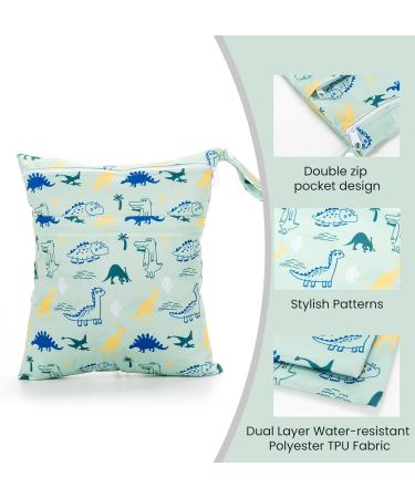 2-Pack Dinosaur Wet Bags for Kids | Kindergarten & Daycare Diaper Organizer | Travel Gym Beach & Pool - Buy Online on GoSupps.com