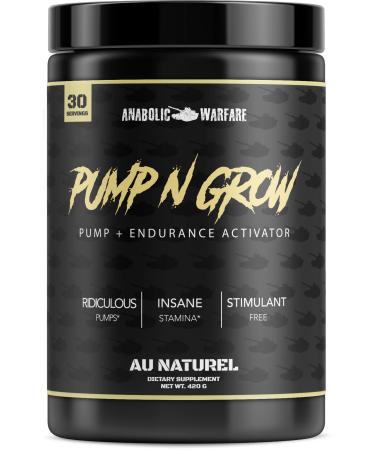 Pump-N-Grow Muscle Pump and Nitric Oxide Boosting Supplement by Anabolic Warfare * - Caffeine Free Pre Workout with L-Citrulline, L-Arginine, Beta-Alanine (Au Naturel  30 Servings)