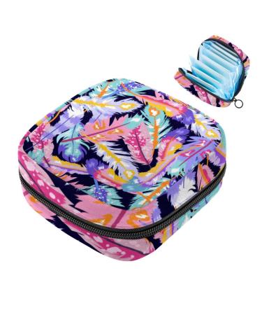 Storage bags for women's bandages with boho spring pattern large menstrual cup pocket with zip periodic inserts bags panty liners tampons for girls and women multi-colored 02