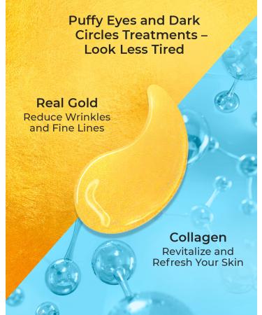 SEFITE 24k Gold Eye Mask 60 pcs - Collagen Under Eye Patches for Dark Circles, Puffy Eyes, Wrinkles & Bags - Korean Gel Eye Pads for Men and Women - Buy Online on GoSupps.com
