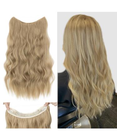 Silk-Co hair extension with rubber band adjustable Secrets hair part synthetic extensions with cord and clips long wavy extensions for women blond 50cm 50 cm dark blonde