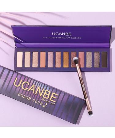 Ucanbe 12 Color Eyeshadow Palette - Matte & Shimmer - High Color Rendering Waterproof Durable Makeup Palette with Brush (02) - Buy Online on GoSupps.com