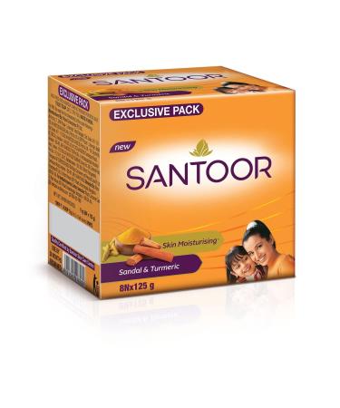 Skin Moisturizing Sandal & Turmeric Bathing Soap with Nourishing & Anti-Aging Properties| For Soft & Smooth and Younger-Looking Skin| For All Skin Types| Pack of 8 125g