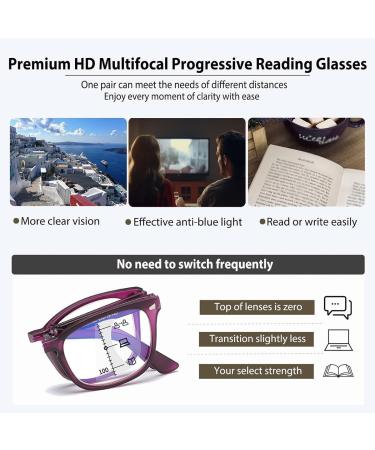 Lightweight Fold Blue Light Blocking Reading Glasses for Women Men Progressive Multifocus Computer Readers(Couleur:Red Grandeur:2.5x) - Buy Online on GoSupps.com