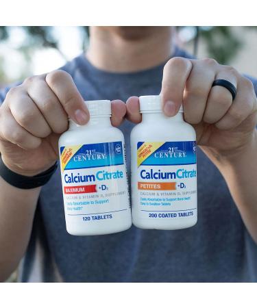 Buy 21st Century Calcium Citrate Petites + D3 - 200 Coated Tablets for Strong Bones - Buy Online on GoSupps.com