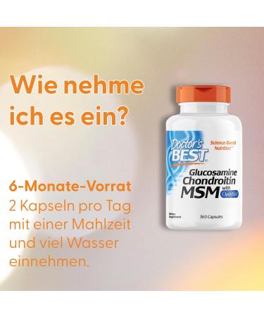 Doctor's Best Glucosamine Chondroitin MSM with Optimsm - 360 Capsules Gluten-Free Soy-Free Non-GMO - Shop Internationally - Buy Online on GoSupps.com