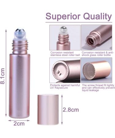 Alledomain 10Pcs 10ml Essential Oil Roller Bottles Refillable Rose Gold Color Roll on Bottles Glass Roll Bottles with Stainless Steel Balls & Rose Gold Cap Include 12 Labels Dropper & Opener Color 2 - Buy Online on GoSupps.com