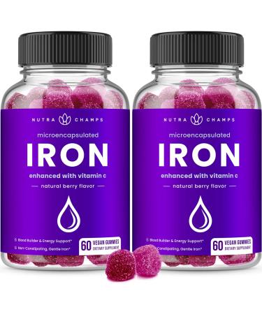 NutraChamps  Iron Gummies for Adults & Kids Pack Of 2 - 60 Gummies