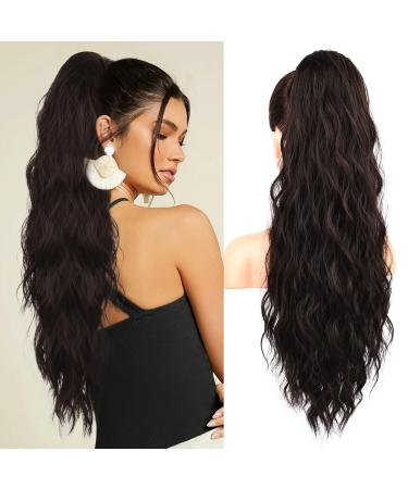 Brikabia ponytail extension 66cm long braid ponytail hair extension beach wavy natural clip in ponytail hair part art hair for women black brown