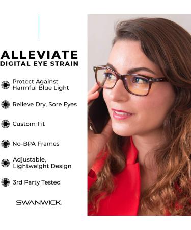 Buy Swanwick Blue Light Blocking Glasses - Anti Eyestrain & Headache Relief for Men & Women | Classic Day Swannies (Tortoise Shell) | Improve Sleep & Protect Eyes - Buy Online on GoSupps.com