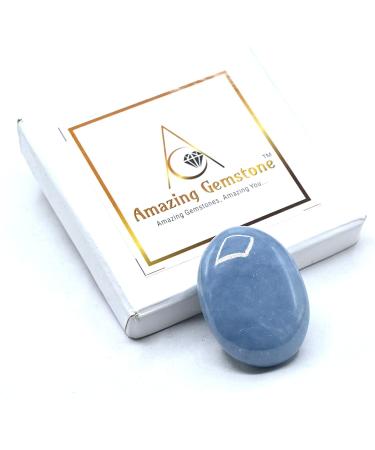 Angelite Palm Stone for Chakra Balancing, Reiki Healing & Crystal Grid - Hot Massage Worry Stone - Buy Online on GoSupps.com