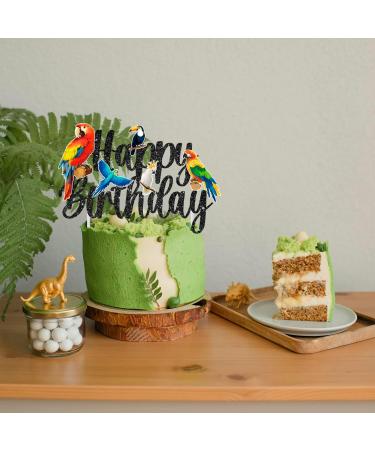 Parrot Birthday Cake Topper Tropical Bird Themed Birthday Decoration Parrot Happy Birthday Cake Pick Toucan Parrot Party Cake Decor for Flying Birds Baby Shower Supplies - Buy Online on GoSupps.com