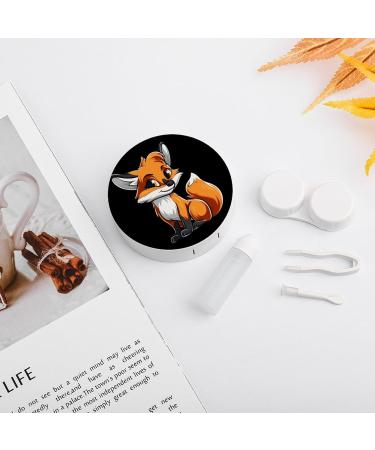 Red Cartoon Fox Contact Lens Case with Mirror - Cute & Portable Eye Lens Travel Kit - Buy Online on GoSupps.com