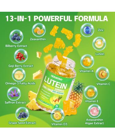 Lutein Gummies 25mg Lutein and Zeaxanthin Supplements Eye Vitamins Gummies for Support Blue Light Protection Vision & Overall Eye Health Sugar Free Pineapple Flavor 60 Count 60 Count (Pack of 1) - Buy Online on GoSupps.com