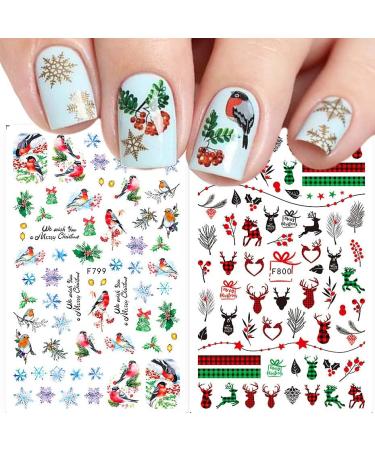Christmas Nail Art Stickers Decals 10 Sheet Self Adhesive Gnome Santa Claus Reindeer Snowflake Christmas Tree Nail Sticker Design Nail Decoration for Women Girls - Buy Online on GoSupps.com