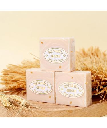 Rice Soap for Face - Mild Rice Milk Nourishing Soap Non-irritating Rice Soap Goat Milk Soap | 3 Handmade Brightening Soap Body Cleansing Rice Soap for Face Body Hand Kids Adults - Buy Online on GoSupps.com
