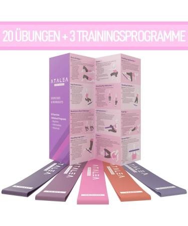 Shop Fitness Straps - 5-Pack Rubber Resistance Bands with Instructions & Carrying Bag for Home Workouts Yoga Pilates CrossFit - Perfect for Legs & Thighs - Violet - Buy Online on GoSupps.com