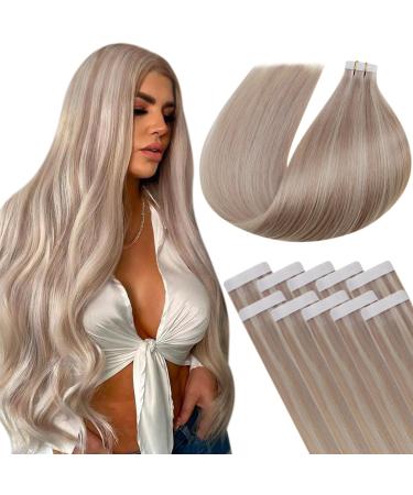 LAAVOO TAPE in Extensions Real Hair Blond Extensions Tape 40cm Remy Hair Extension Real Hair Tape Extensions Blond Highlight Blonde Blond #P18/613 10PCs 25g 40cm-10Pcs 2.2 #18/613