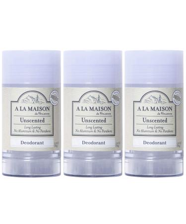 A La Maison de Provence Natural Aluminum-Free Deodorant | Unscented | Traditional French Milled Formula | Long Lasting Safe and Effective | Free of SLS Parabens and Sulfates (3 Pack) Unscented 1 Count (Pack of 3)