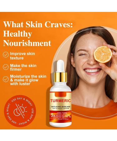 2PC Turmeric Face Serum for Women Turmeric Face Essence Day-Night Anti Aging Facial Serum with 15% Hyaluronic Acid for Firming Tighting Smoothes Hydrating Even Skin Tone 1.014 Oz *2 - Buy Online on GoSupps.com
